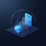 A single glowing puzzle piece rising from a blueprint into a structure of larger translucent blocks, illustrating launching a minimum viable product and iterating toward a complete product